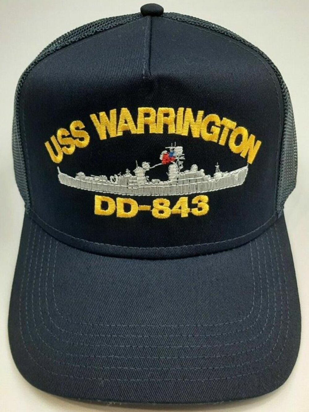 USS Warrington DD-843 Hat - Direct Embroidered Navy Destroyer - Made in USA Retr